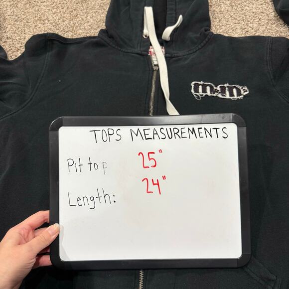 Vintage y2k Men's Black Red M&Ms Logo Full Zip Hoodie Sweatshirt Size Large - Picture 6 of 6